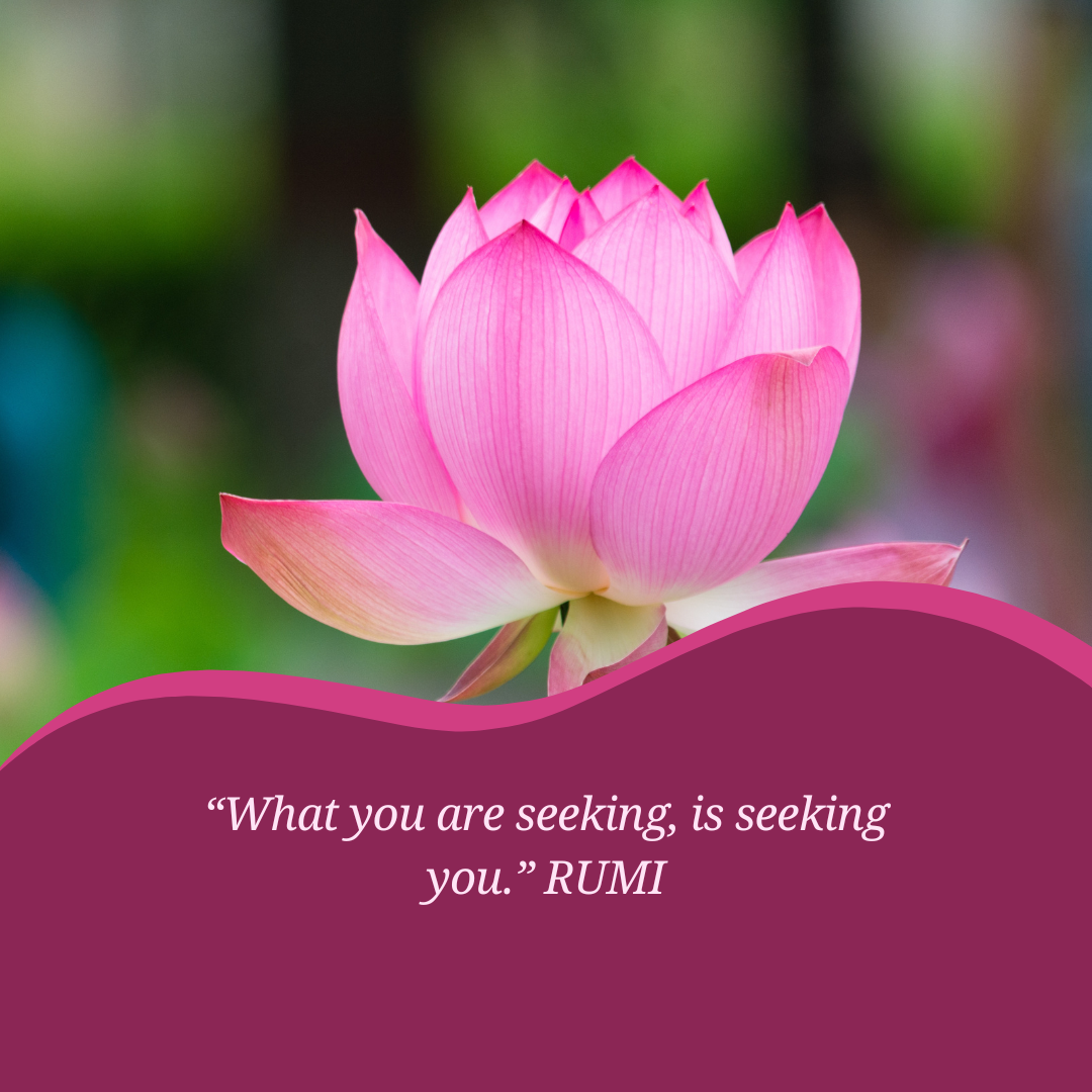 “What you are seeking, is seeking you.” RUMI